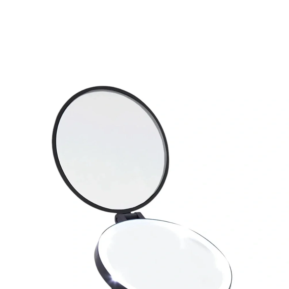 Glo-Tech LED Compact Mirror - Black - 1X / 10X Rechargeable Handheld